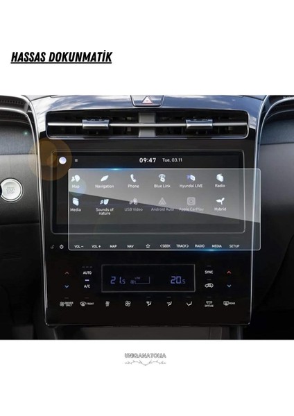 Hyundai Tucson 2021 10.25 Inç Navigasyon ve Multimedya Uyumlu Nano Ekran Koruyucu