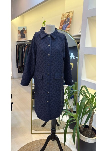 Invee 7096 Kapitone Ceket - Lacivert