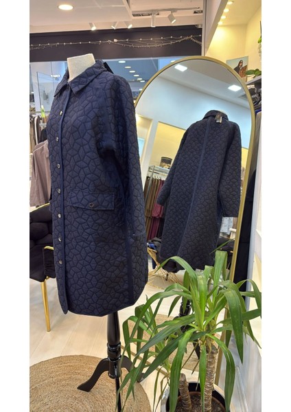 Invee 7096 Kapitone Ceket - Lacivert modelleri