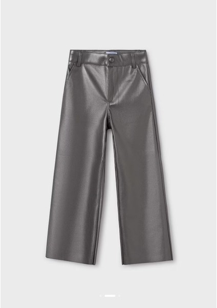 Kız Çocuk Deri Ispanyol Paça Pantolon Gri 7550 modelleri