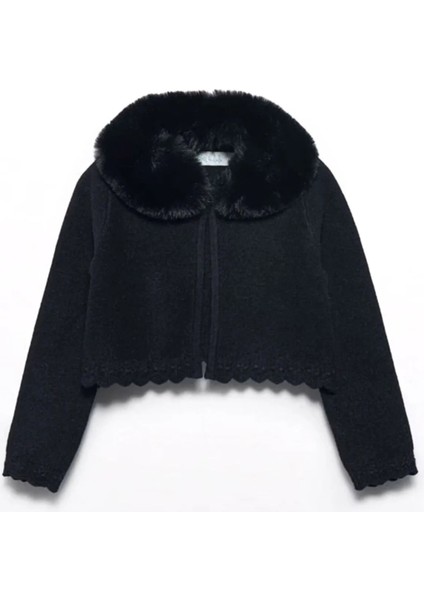 Kız Çocuk Kürk Yaka Hırka 5828