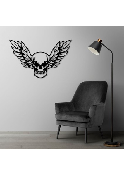 Kanatlı Kuru Kafa Metal Tablo