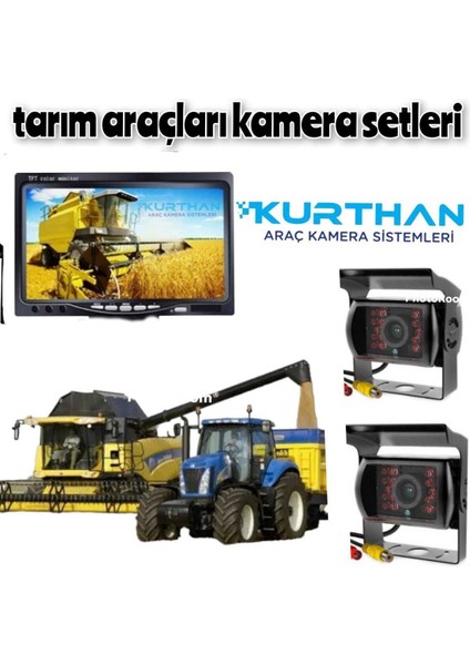 Tarımsal Araç Traktör Biçerdöver 7 Inç Monitör 2 Adet Kamera Sistemi 12 24 Volt Uyumlu ( Twogo ) indirimleri