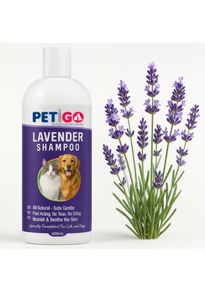 Bitkisel Lavanta Özlü Şampuan 400 ml - Kedi ve Köpekler İçin Rahatlatan Doğal Bakım