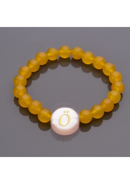 Kalsedon Taşı Harfli Kişiye Özel Bileklik Kadın Takı Hediyelik Aksesuar