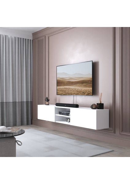 Vera 2 Kapaklı 180 cm Duvara Monte Tv Ünitesi - Beyaz