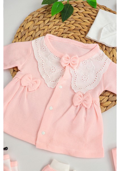 Kız Bebek Lüks Süslü Fistolu Çiçek Nakışlı Dantelli 10'lu Hastane Seti STL6951 fırsatları