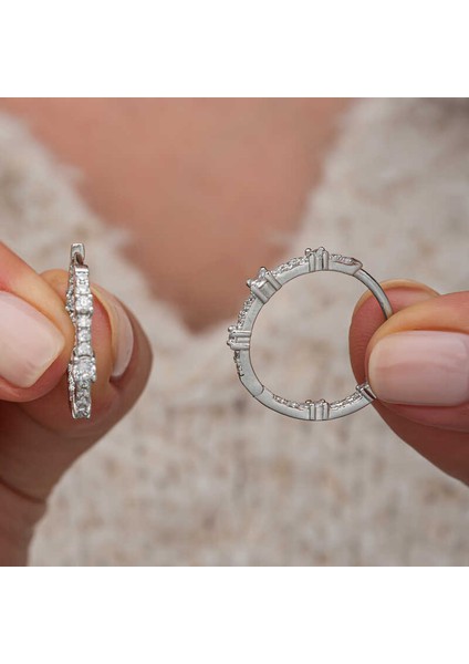 Samur Parti Parti Aksesuar & Kostüm Gümüş Zirkon Taşlı Halka Kadın Küpe fiyatları