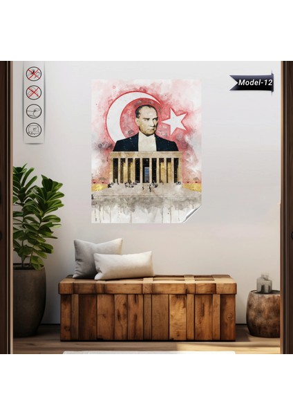 Statik Tutunma Özellikli Tablo - Poster Atatürk (Model- 12) 75 cm x 100 cm 11