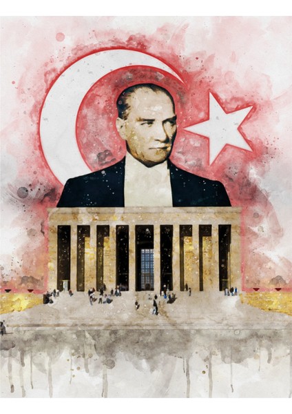 Statik Tutunma Özellikli Tablo - Poster Atatürk (Model- 12) 75 cm x 100 cm 11