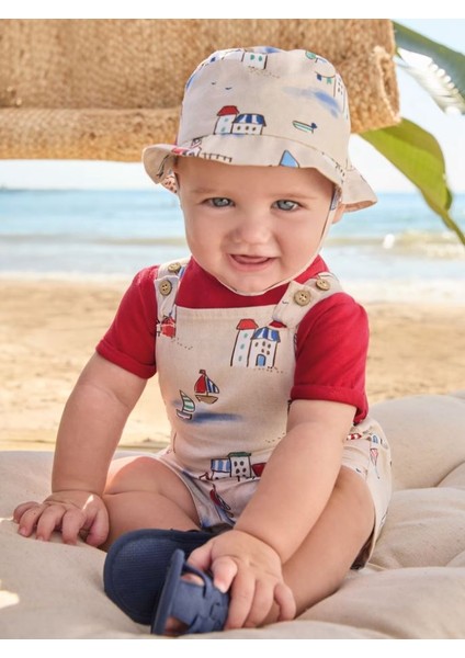 Erkek Bebek Şort Tişört Şapka 3 Lü Set 1638