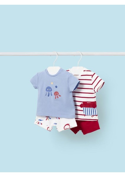 Erkek Bebek Şort Tişört 4 Lü Set 1628