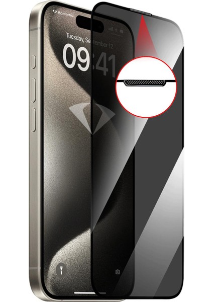 Apple iPhone 15 Pro Max Uyumlu Warrior Strong 5D Hayalet Privacy Cam Ekran Koruyucu