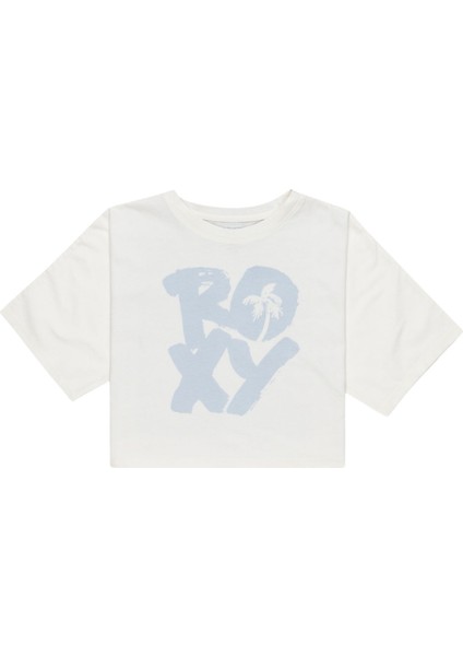 Boxy Crop Started Kız Çocuk Beyaz Tişört