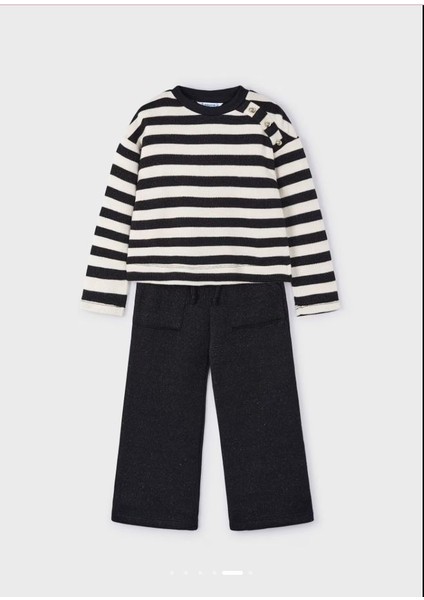 Kız Çocuk Çizgili Sweatshırt Pantolon Takım Siyah indirimleri