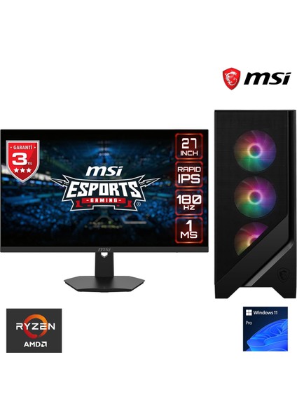 G565D Amd Ryzen 5 9600X / 240MM Sıvı Soğutma / 32GB Ddr5 6000MHZ / 2tb Nvme SSD 6000-5000MB-SN / RTX4060TI 16GB / Msı 27" 180Hz. / Windows 11 Pro Masaüstü Bilgisayar