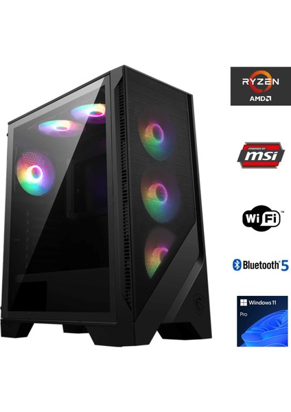 G565D Amd Ryzen 5 9600X / 240MM Sıvı Soğutma / 32GB Ddr5 6000MHZ / 2tb Nvme SSD 6000-5000MB-SN / RTX4060TI 16GB / Msı 27" 180Hz. / Windows 11 Pro Masaüstü Bilgisayar