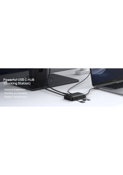 MP02 7in1 Type-C Pd Hub 100W Şarj HDMI 2 x USB 3.0 Sd Tf Kart Okuyucu RJ45 + Kablo Seti Dönüşt