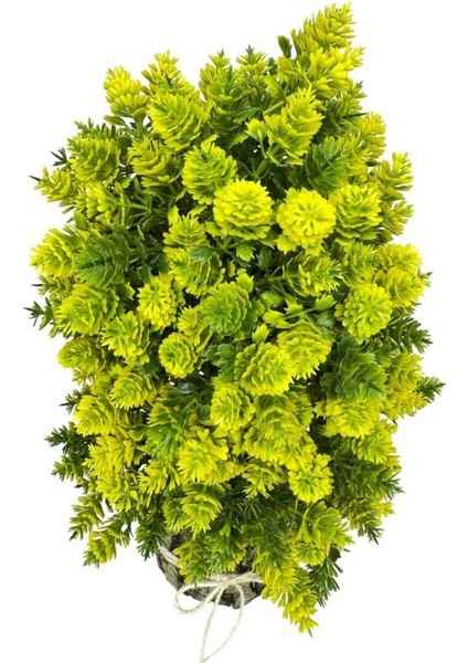 Yapay Çiçek Bonsai Ağacı Sarı Kozalaklı Kütük Saksıda Dekoratif Yapay Ağaç Bonzai 30*15 cm