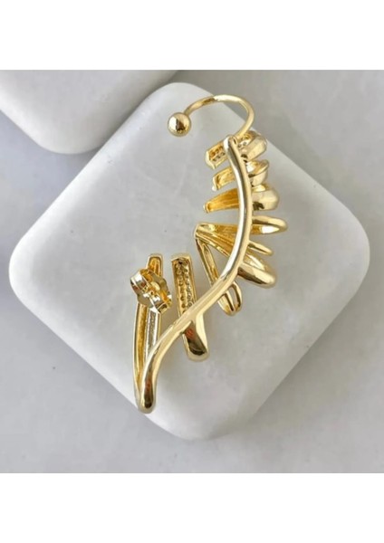 Kadın Çelik Çoklu Görünümlü Tek Küpe Gold (Tek Kulak Sağ)