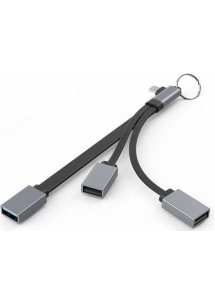Çoklayıcı 3 Port Hub 3.1 Adaptör Çevirici Type C To USB 3.0