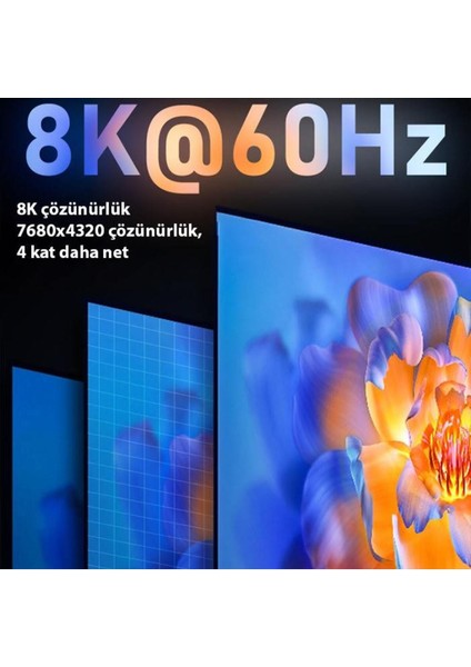 Manyetik Mıknatıslı 2 Metre 8k 60Hz Hdmi To Hdmi Görüntü Aktarım Kablosu, 48GBPS 2.1uhd Hdmi