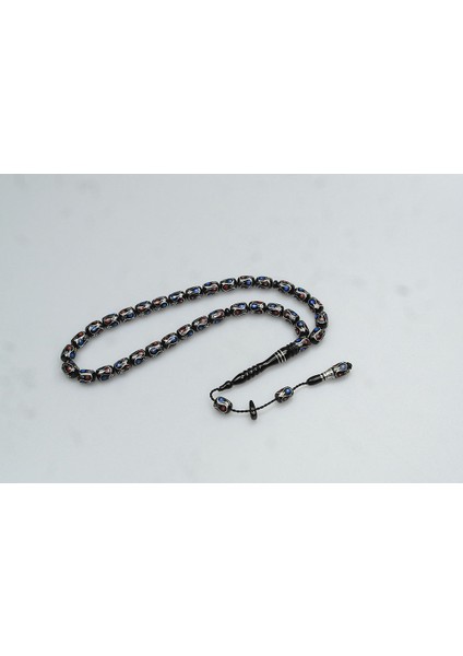 Oltu Taşı Çift Renk Damla Çevirme Işlemeli Tespih