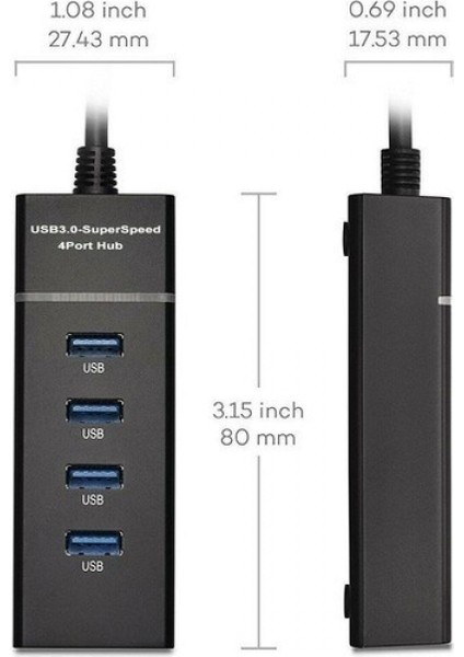 PL-5717 4 Port USB 3.0 Çoklayıcı Hub Anahtarlı Işıklı