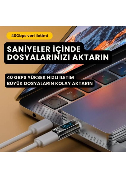 8k Hdmi, 40GPBS ve 240W Süper Hızlı Dişi Type C To Erkek Type C Şarj, Data ve HDMI Çevirici A