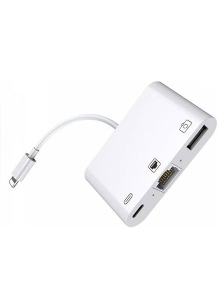 Polham Apple Ipad ve Iphone Için Internet, Şarj ve Kamera Dönüştürücü Kablosu, 3in1 RJ45 Adaptör
