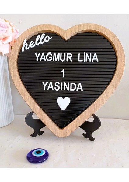 Fikirstore Ahşap Kalp Çerçeveli Özelleştirilebilir Mesaj Panosu Siyah Zemin Beyaz Harf Setli Yazı Tahtası fiyatları