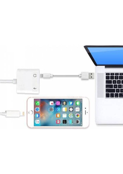 Iphone 11 Pro x Xs Xr 7 8 Plus Uyumlu Kulaklık ve Şarj Çevirici Dönüştürücü