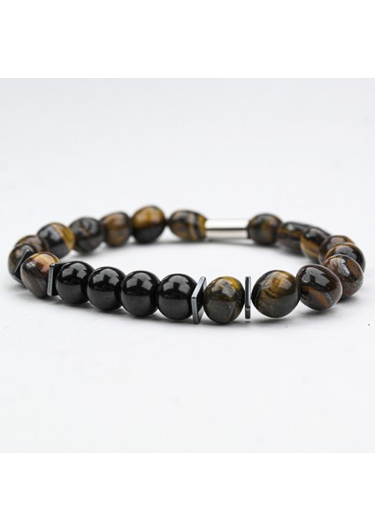 Kaplan Gözü ve Oltu Taşı Misina Lastikli Bileklik