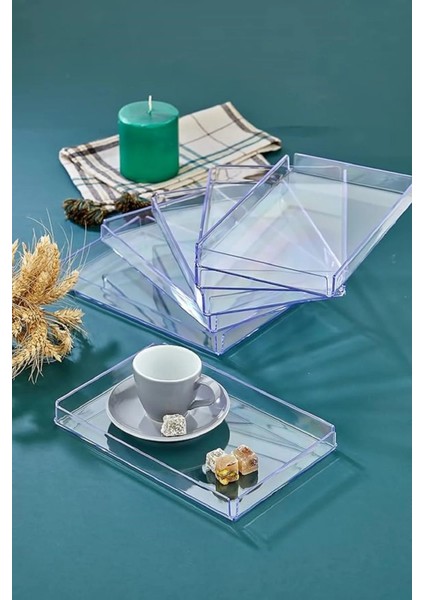 Şeffaf Pleksi Tepsi, Servis Sunum Tepsisi - Organizer Tepsi, 2 Adet, 26X19 cm fiyatları