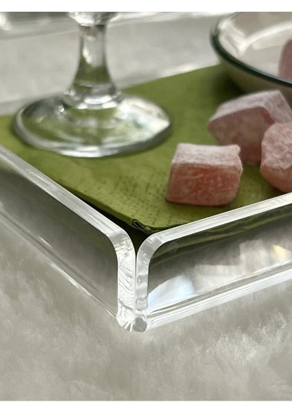 Şeffaf Pleksi Tepsi, Servis Sunum Tepsisi - Organizer Tepsi, 2 Adet, 26X19 cm indirimleri