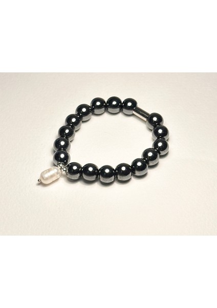 Incili Hematit Lastikli Bileklik