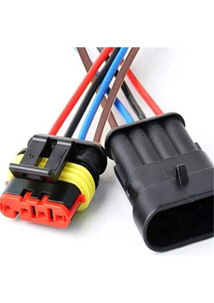 4 Pin Kablolu Su Geçirmez Konnektör Takımı