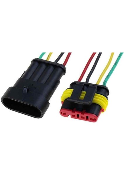 4 Pin Kablolu Su Geçirmez Konnektör Takımı