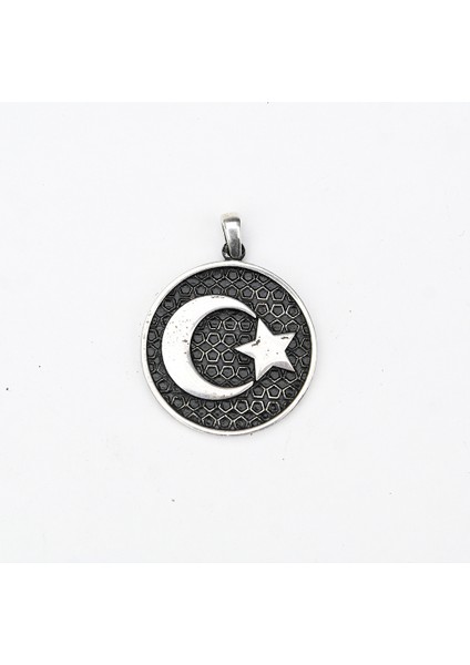 By Nevser Gümüş Ayyıldız Kabartma Model Erkek Kolye