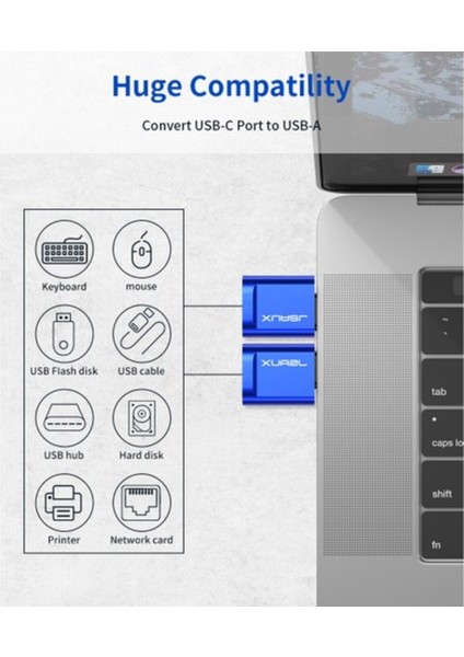 Usb-C To USB 3.0 Adaptörü Ergonomik Otg Hub Hızlı Dönüştürücü Çevirici Adaptör 2 Adet Set