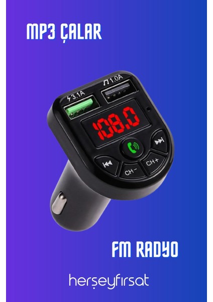 Mp3 LED Fm Bluetooth 2li USB Araç Kiti fiyatları