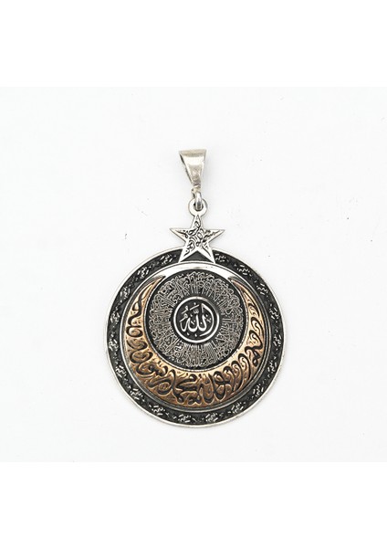 By Nevser Hat Yazılı İslami Model Ayyıldız Erkek Kolye fiyatları