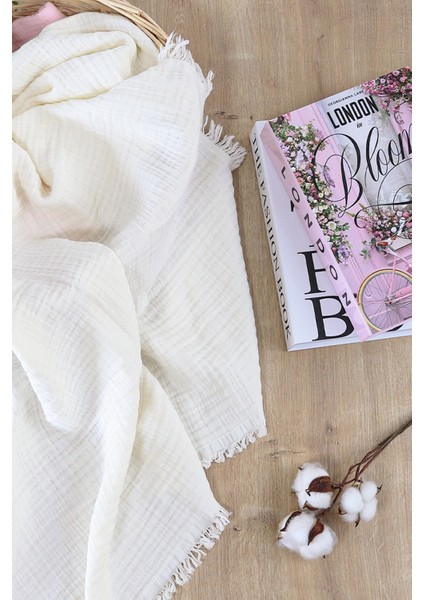 Kız Erkek Bebek Krem 4 Katlı Püsküllü Müslin Kundak Battaniye 110 cm STL6956 fiyatları