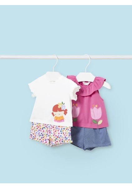 Yenidogan Kız Bebek 4 Lü Şort Set 1634