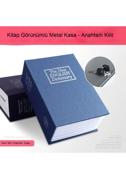 Gizli Kitap Kasa Ingilizce Sözlük Görünümlü Anahtarlı Metal Para ve Değerli Eşya Kasası modelleri
