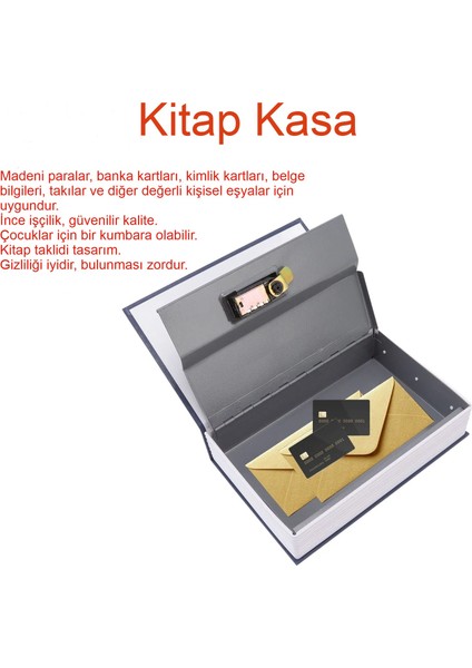 Gizli Kitap Kasa Ingilizce Sözlük Görünümlü Anahtarlı Metal Para ve Değerli Eşya Kasası indirimleri