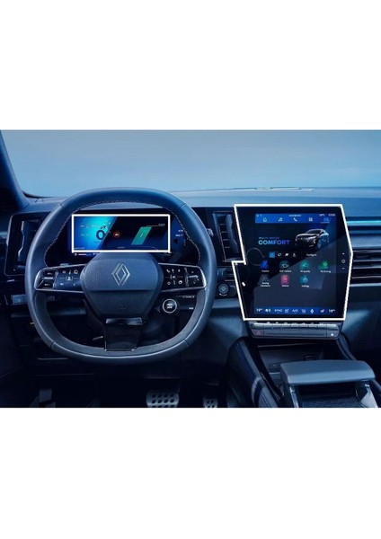 Renault Austral 2025 12 Inç (Büyük Ekran) Multimedya ve Gösterge 2li Set 9h Nano Ekran Koruyucu
