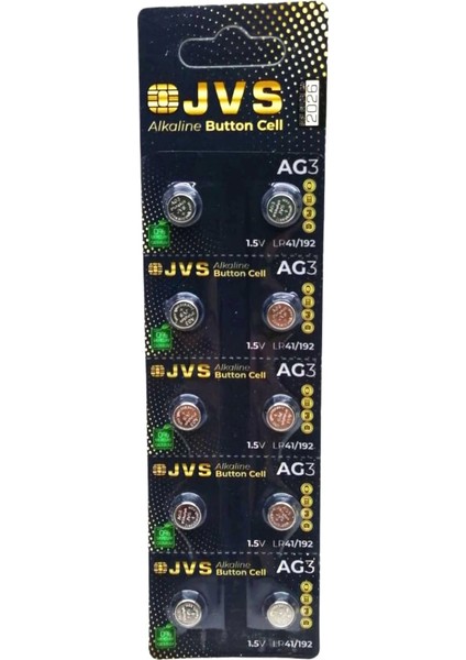 Jvs Ag3 1.5V LR41 Saat Pili 10LU Kart