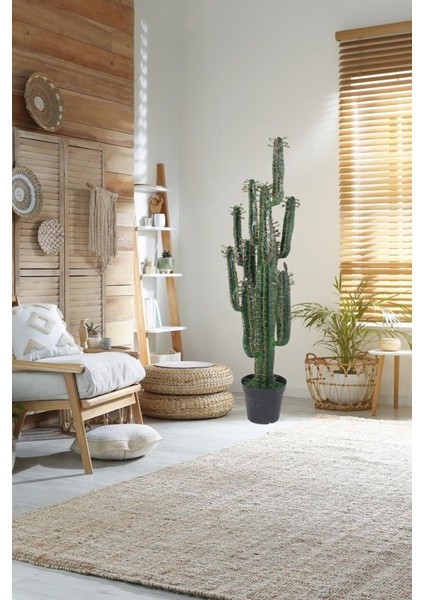 Yapay Çiçek Kaktüs Ağacı Siyah Saksıda 145*37 cm 10 Kollu fırsatları
