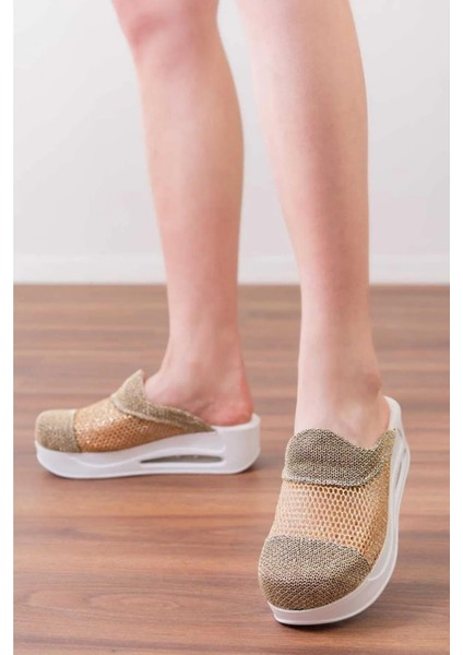 Tasarım Altın Fileli Air Max Kadın Ortopedik ve Anatomik Doktor Hemşire Güzellik Merkezi Sabo Terlik fiyatları